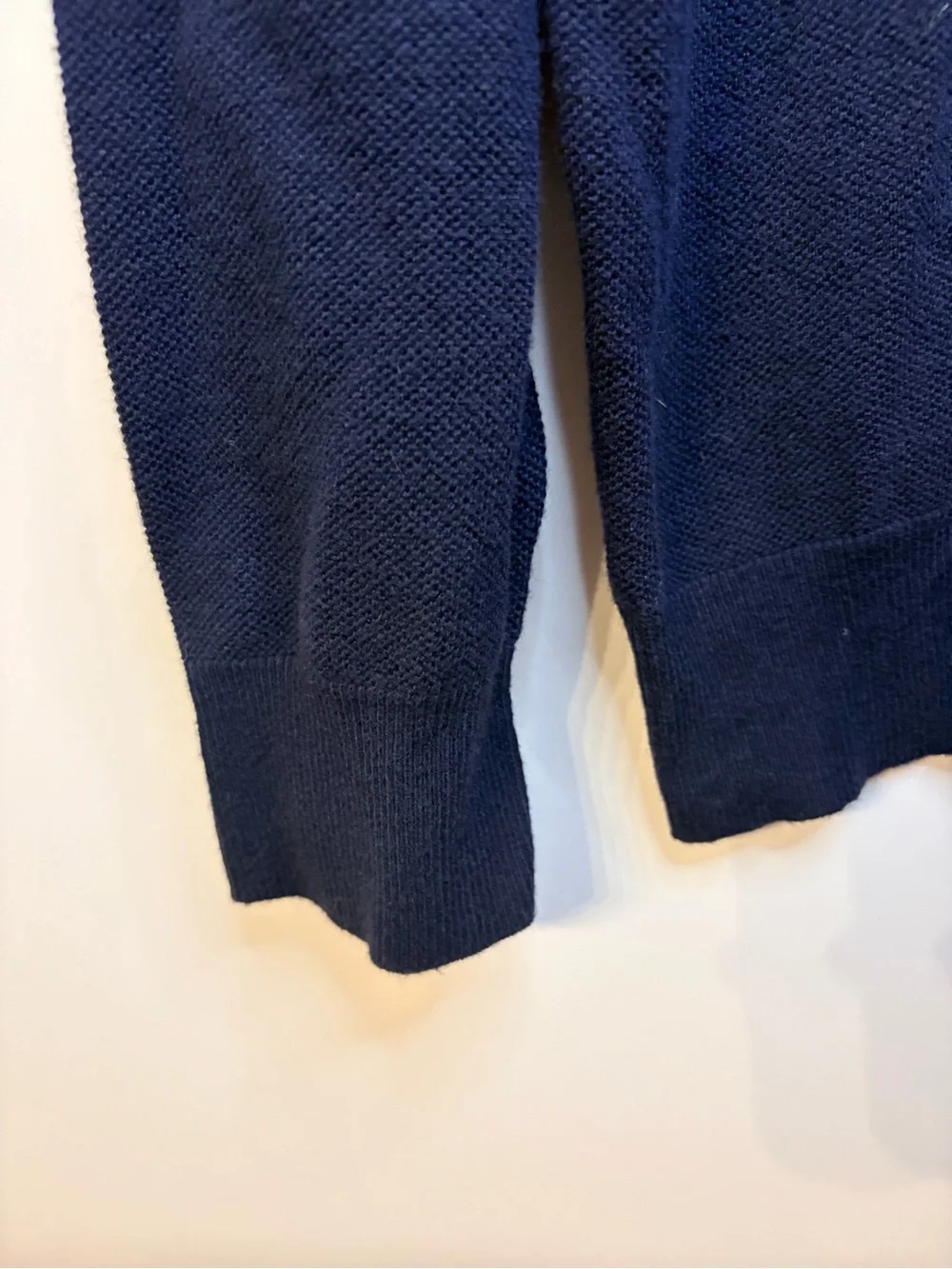 J.Crew Men’s Navy Blue Cotton-Cashmere Piqué Crewneck Sweater, Size Large